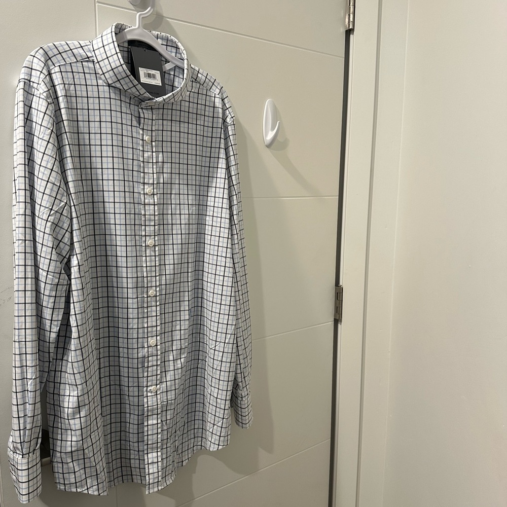 G/FORE Mens Skull Plaid Black Gray White Long Sleeve Button Up Shirt NWT